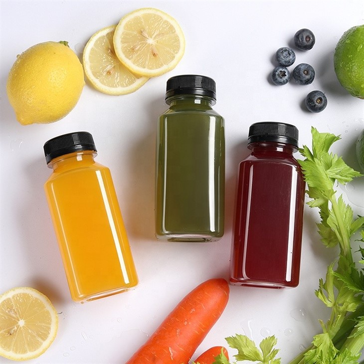 12oz Meyve Suyu Şişeleri Plastik Soğuk İçecek Kapları Şeffaf Şişeler