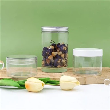 50ml 250ml Şeffaf Pet Kavanoz Gıda Sınıfı Vidalı 16oz Kapaklı Plastik Kavanoz